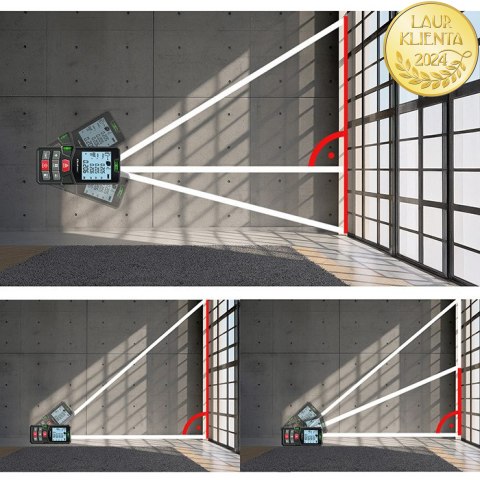 Qoltec Precyzyjny cyfrowy dalmierz laserowy z poziomicą | podświetlany LCD | 50m