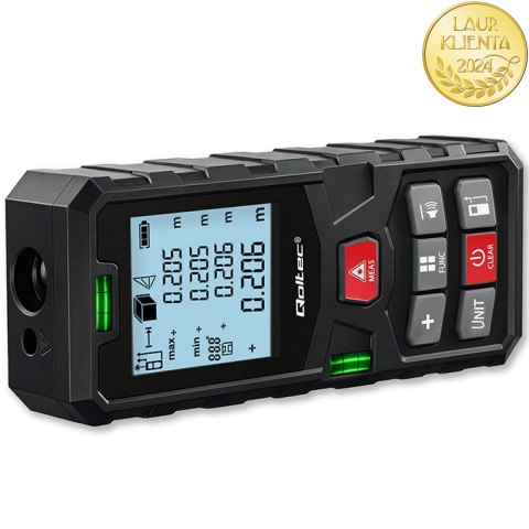 Qoltec Precyzyjny cyfrowy dalmierz laserowy z poziomicą | podświetlany LCD | 50m
