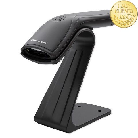 Qoltec Skaner czytnik kodów kreskowych + stojak na skaner | 1D | USB