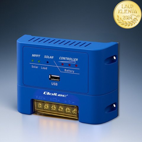 Qoltec Solarny regulator ładowania MPPT 15A do zasilania odbiorników DC i ładowania akumulatorów 12V / 24V | AGM | GEL