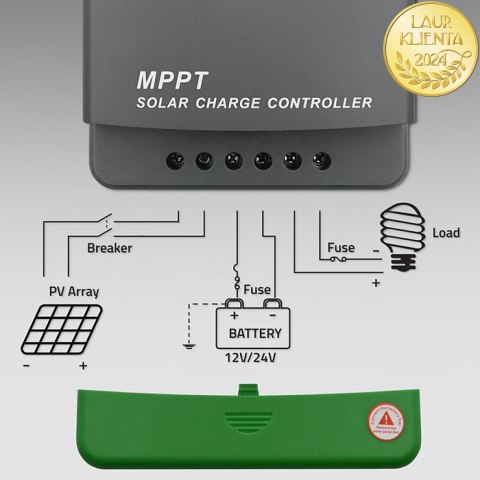 Qoltec Solarny regulator ładowania MPPT z czujnikiem temperatury 40A |12V / 24V | LCD | 2 x USB | Bluetooth | APP | GEL | LiFePO