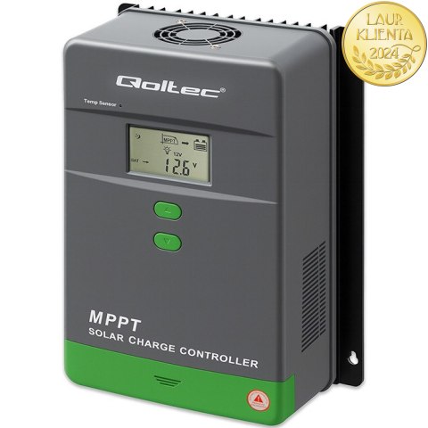 Qoltec Solarny regulator ładowania MPPT z czujnikiem temperatury 50A |12V / 24V | LCD | Bluetooth | APP | GEL | LiFePO4