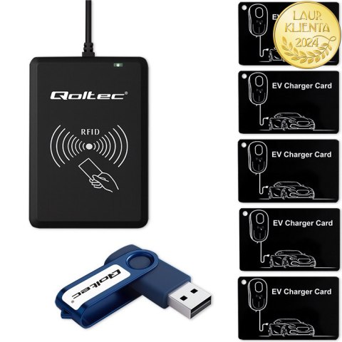 Qoltec System hotelowy EV | programator kart EV + oprogramowanie + 5 kart EV