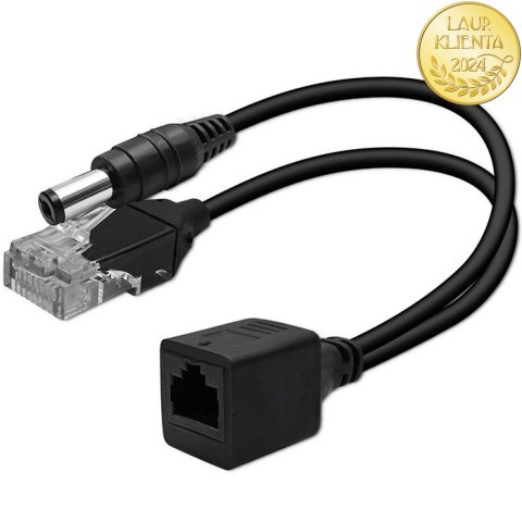 Qoltec Adapter zasilania PoE | LAN | RJ-45 | 5.5*2.1 mm