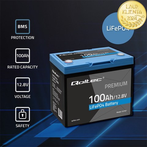 Qoltec Akumulator LiFePO4 Litowo-Żelazowo-Fosforanowy | 12.8V | 100Ah | 1280Wh | BMS