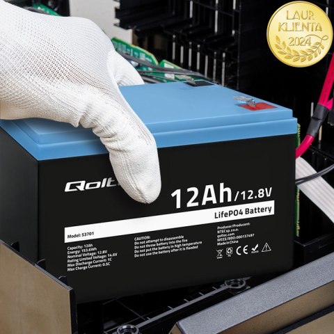 Qoltec Akumulator LiFePO4 Litowo-Żelazowo-Fosforanowy | 12.8V | 12Ah | 153.6Wh | BMS