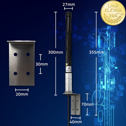 Qoltec Antena 4G LTE | 15dBi | dookólna | zewnętrzna | SMA | włókno szklane