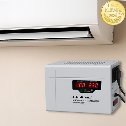 Qoltec Automatyczny Stabilizator napięcia AVR 1000VA | Compact | Toroidalny transformator