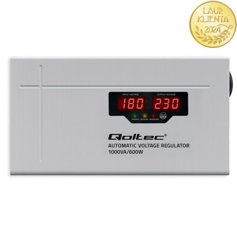 Qoltec Automatyczny Stabilizator napięcia AVR 1000VA | Compact | Toroidalny transformator