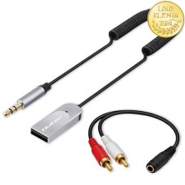 Qoltec Bezprzewodowy adapter odbiornik dźwięku Audio HiFi Home&Car| Bluetooth 6.0 | 2 x RCA | 1 x AUX MiniJack 3.5mm| USB | Mikr