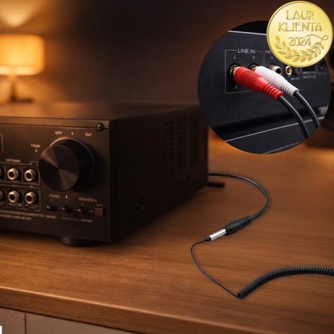 Qoltec Bezprzewodowy adapter odbiornik dźwięku Audio HiFi Home&Car| Bluetooth 6.0 | 2 x RCA | 1 x AUX MiniJack 3.5mm| USB | Mikr