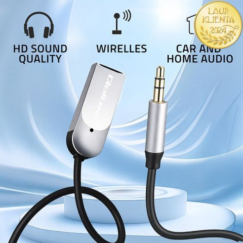 Qoltec Bezprzewodowy adapter odbiornik dźwięku Audio HiFi Home&Car| Bluetooth 6.0 | 2 x RCA | 1 x AUX MiniJack 3.5mm| USB | Mikr