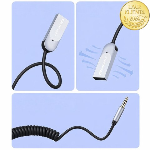 Qoltec Bezprzewodowy adapter odbiornik dźwięku Audio HiFi Home&Car| Bluetooth 6.0 | 2 x RCA | 1 x AUX MiniJack 3.5mm| USB | Mikr