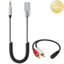 Qoltec Bezprzewodowy adapter odbiornik dźwięku Audio HiFi Home&Car| Bluetooth 6.0 | 2 x RCA | 1 x AUX MiniJack 3.5mm| USB | Mikr