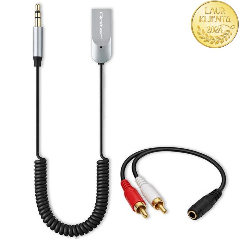 Qoltec Bezprzewodowy adapter odbiornik dźwięku Audio HiFi Home&Car| Bluetooth 6.0 | 2 x RCA | 1 x AUX MiniJack 3.5mm| USB | Mikr