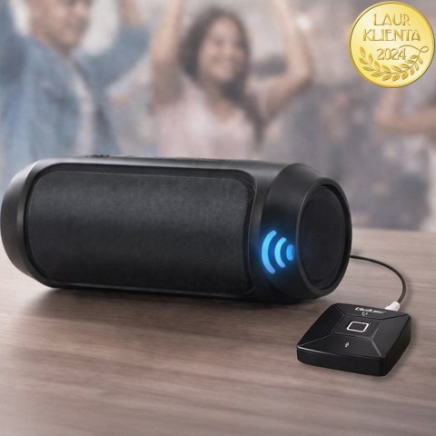 Qoltec Bezprzewodowy transmiter odbiornik Audio HiFi Home&Car| Bluetooth 6.0 | NFC | 2 x RCA | 1 x AUX MiniJack 3.5mm| Mikrofon
