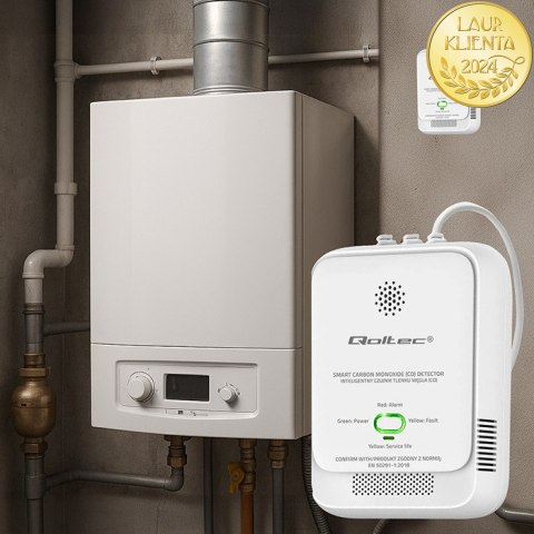 Qoltec Certyfikowany Czujnik tlenku węgla (czadu) | detektor CO | alarm 85dB | LED