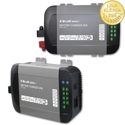 Qoltec Inteligentna ładowarka Monolith do akumulatorów LiFePO4 AGM GEL SLA | 20A | 12V