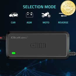 Qoltec Inteligentna mikroprocesorowa ładowarka 12V | 5A | Prostownik do akumulatora AGM GEL SLA | 6 - stopniowe ładowanie