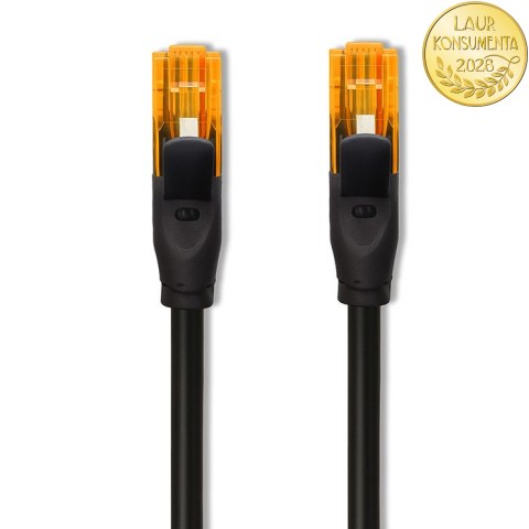 Qoltec Kabel Patchcord UTP | CAT6 | 2 x RJ-45 | High speed 1Gb/s | Pozłacane styki | 15m | czarny