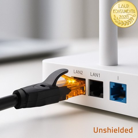 Qoltec Kabel Patchcord UTP | CAT6 | 2 x RJ-45 | High speed 1Gb/s | Pozłacane styki | 25m | czarny