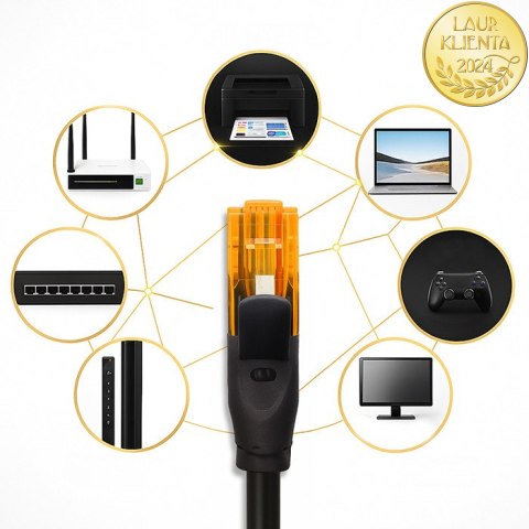 Qoltec Kabel Patchcord UTP | CAT6 | 2 x RJ-45 | High speed 1Gb/s | Pozłacane styki | 30m | czarny