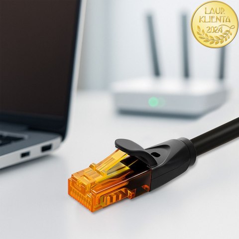Qoltec Kabel Patchcord UTP | CAT6 | 2 x RJ-45 | High speed 1Gb/s | Pozłacane styki | 30m | czarny