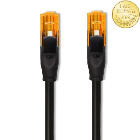 Qoltec Kabel Patchcord UTP | CAT6 | 2 x RJ-45 | High speed 1Gb/s | Pozłacane styki | 30m | czarny