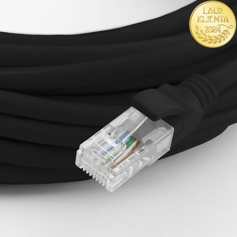 Qoltec Kabel Patchcord sieciowy skrętka UTP | CAT6 | High speed 1Gb/s | LAN | 100m | czarny