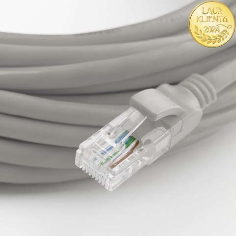 Qoltec Kabel Patchcord sieciowy skrętka UTP| Miedziany Cu |CAT6 | High speed 1Gb/s | LAN | 50m | szary