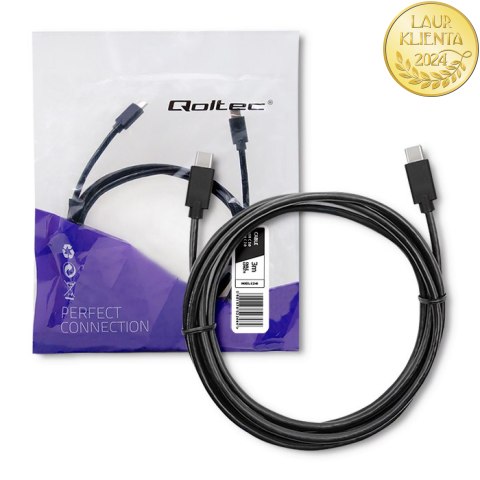 Qoltec Kabel USB 2.0 typ C męski | USB 2.0 typ C męski | 3m | Czarny