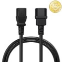 Qoltec Kabel przedłużający zasilający IEC C13/C14 | 3x1.0mm² | 1.8m