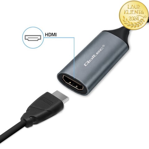 Qoltec Karta przechwytywania obrazu | Adapter USB-C USB-A | HDMI | 4K 30Hz | Aluminium