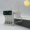 Qoltec Ładowarka do akumulatorków Ni-MH typu R03 AAA R6 AA | LCD | Kabel USB-C | Biała