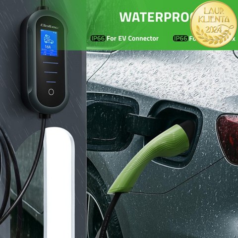 Qoltec Mobilna ładowarka do samochodu elektrycznego EV z regulacją 2w1 Typ2 | 11kW | 400V | Wi-fi | TUYA | SMART LIFE | LCD | Pr