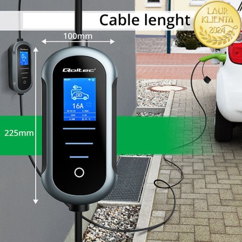 Qoltec Mobilna ładowarka do samochodu elektrycznego EV z regulacją 2w1 Typ2 | 11kW | 400V | Wi-fi | TUYA | SMART LIFE | LCD | Pr