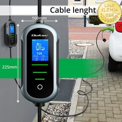 Qoltec Mobilna ładowarka do samochodu elektrycznego EV z regulacją 2w1 Typ2 | 22kW | 400V | Wi-fi | TUYA | SMART LIFE | LCD | Pr