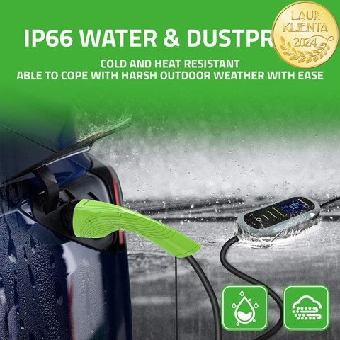 Qoltec Mobilna ładowarka do samochodu elektrycznego EV z regulacją 2w1 Typ2 | 22kW | 400V | Wi-fi | TUYA | SMART LIFE | LCD | Pr