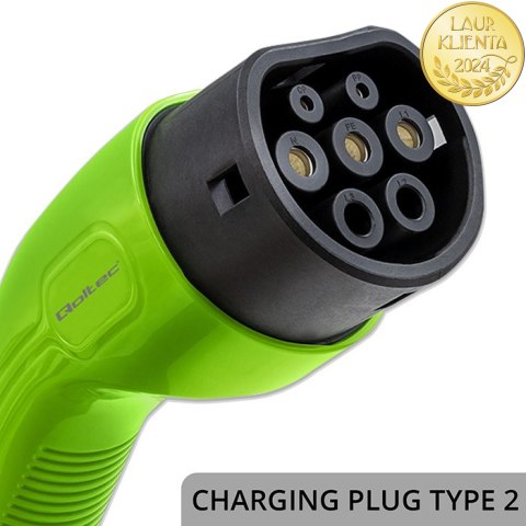 Qoltec Mobilna ładowarka do samochodu elektrycznego EV z regulacją 2w1 Typ2 | 3.5kW | 230V | LCD | Przenośna | 4m