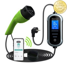 Qoltec Mobilna ładowarka do samochodu elektrycznego EV z regulacją 2w1 Typ2 | 3.5kW | 230V | Wi-fi | TUYA | SMART LIFE | LCD | P