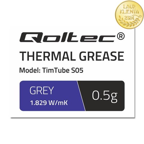 Qoltec Pasta termoprzewodząca TIM TUBE S05 | 1.829 W/m-K | 0.5g | Szara