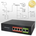 Qoltec Przełącznik sieciowy SWITCH FAST Ethernet PoE | 4x RJ45 | 2x RJ45 Uplink | 65W | 10/100Mb/s