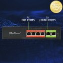 Qoltec Przełącznik sieciowy SWITCH FAST Ethernet PoE | 4x RJ45 | 2x RJ45 Uplink | 65W | 10/100Mb/s