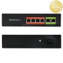 Qoltec Przełącznik sieciowy SWITCH FAST Ethernet PoE | 4x RJ45 | 2x RJ45 Uplink | 65W | 10/100Mb/s