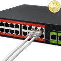 Qoltec Przełącznik sieciowy SWITCH Fast Ethernet PoE | 16x RJ45 10/100 Mb/s | 2x RJ45 Uplink 1000 Mb/s | 1x SFP 1000 Mb/s