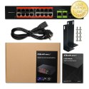 Qoltec Przełącznik sieciowy SWITCH Fast Ethernet PoE | 16x RJ45 10/100 Mb/s | 2x RJ45 Uplink 1000 Mb/s | 1x SFP 1000 Mb/s