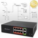 Qoltec Przełącznik sieciowy SWITCH Fast Ethernet PoE | 8x RJ45 | 2x RJ45 Uplink | 120W | 10/100 Mb/s