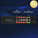 Qoltec Przełącznik sieciowy SWITCH Fast Ethernet PoE | 8x RJ45 | 2x RJ45 Uplink | 120W | 10/100 Mb/s