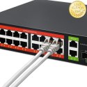 Qoltec Przełącznik sieciowy SWITCH Gigabit Ethernet PoE | 16x RJ45 | 2x RJ45 Uplink | 2x SFP | 1000Mb/s