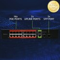 Qoltec Przełącznik sieciowy SWITCH Gigabit Ethernet PoE | 16x RJ45 | 2x RJ45 Uplink | 2x SFP | 1000Mb/s